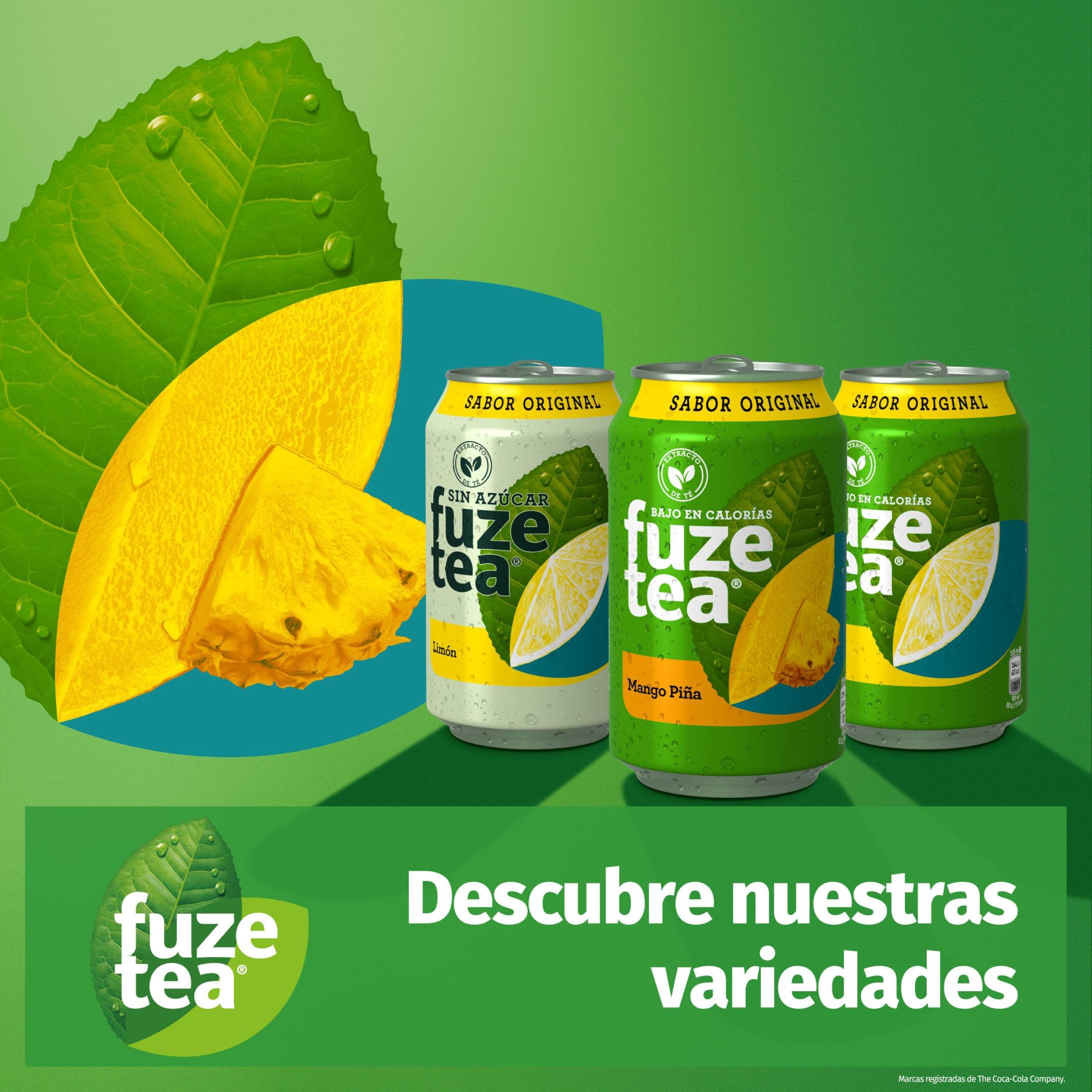 Fuze Tea Mango & Piña, Refresco de Té sin Gas - Pack de 6 Botellas de 1,5 L
