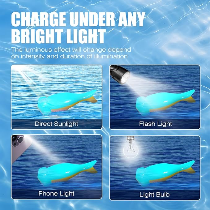 Juguete para Perro Flotante Luminiscente, Mordible Sonoro, Brilla en la Oscuridad (Tiburón Martillo) miniatura 4