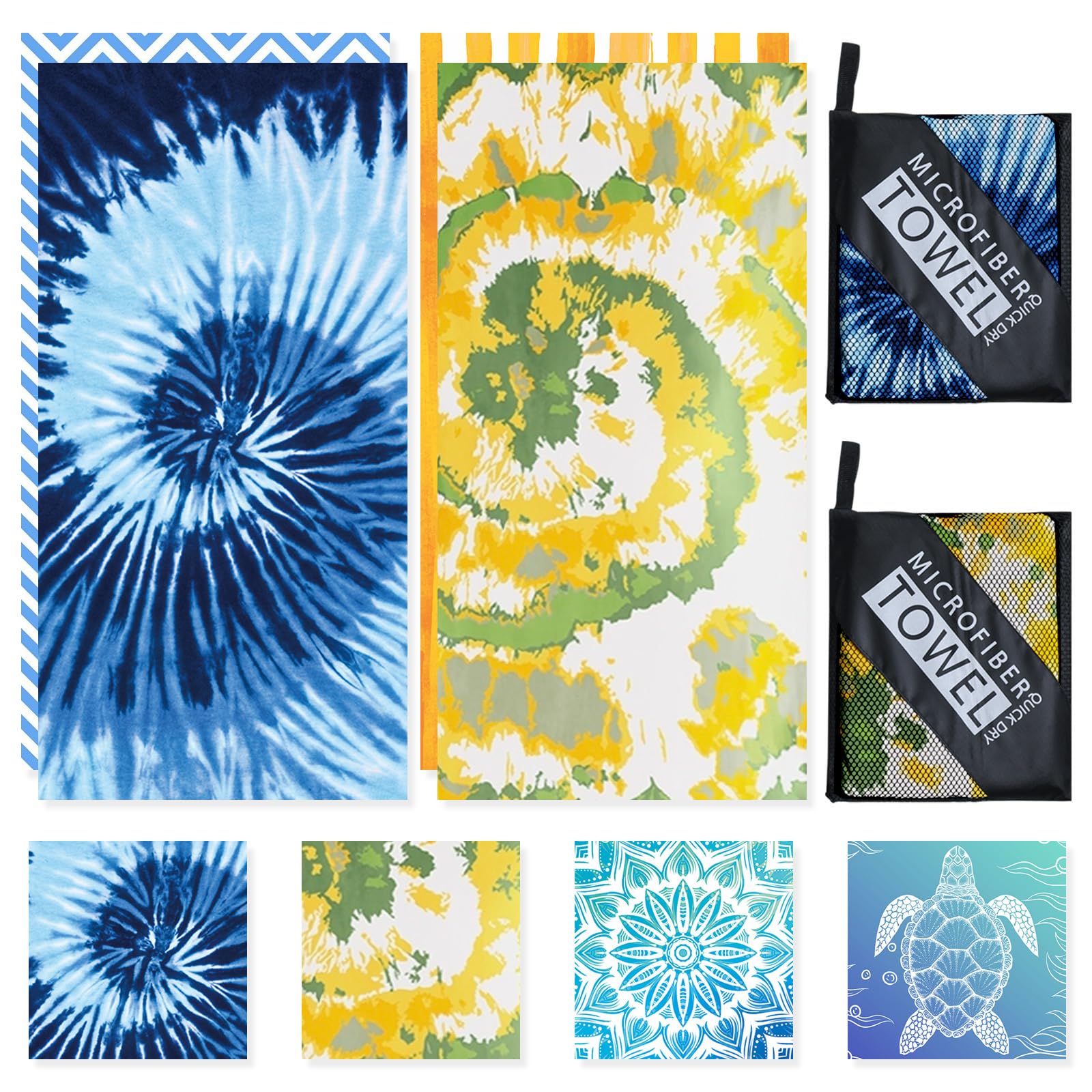 Startseite Microfibre Beach Towels for Adults, 2 Pack 180x100cm Lightweight Beach Towel Extra Large