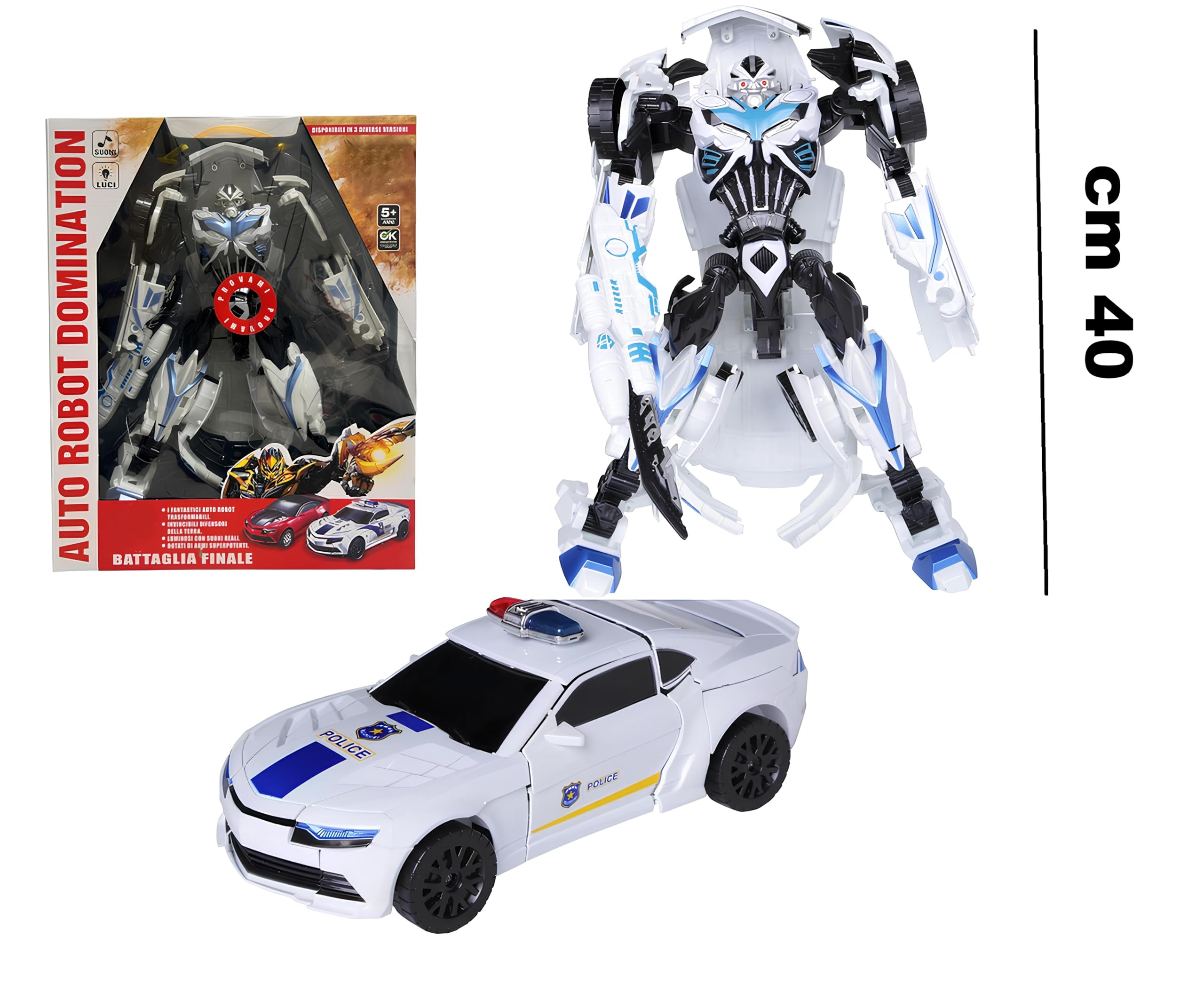 Robot Trasformabile Auto Sportiva 20cm Con Armi - Giocattolo 2 In 1 Per Bambini - Colore Casual - Regalo Azione - 2