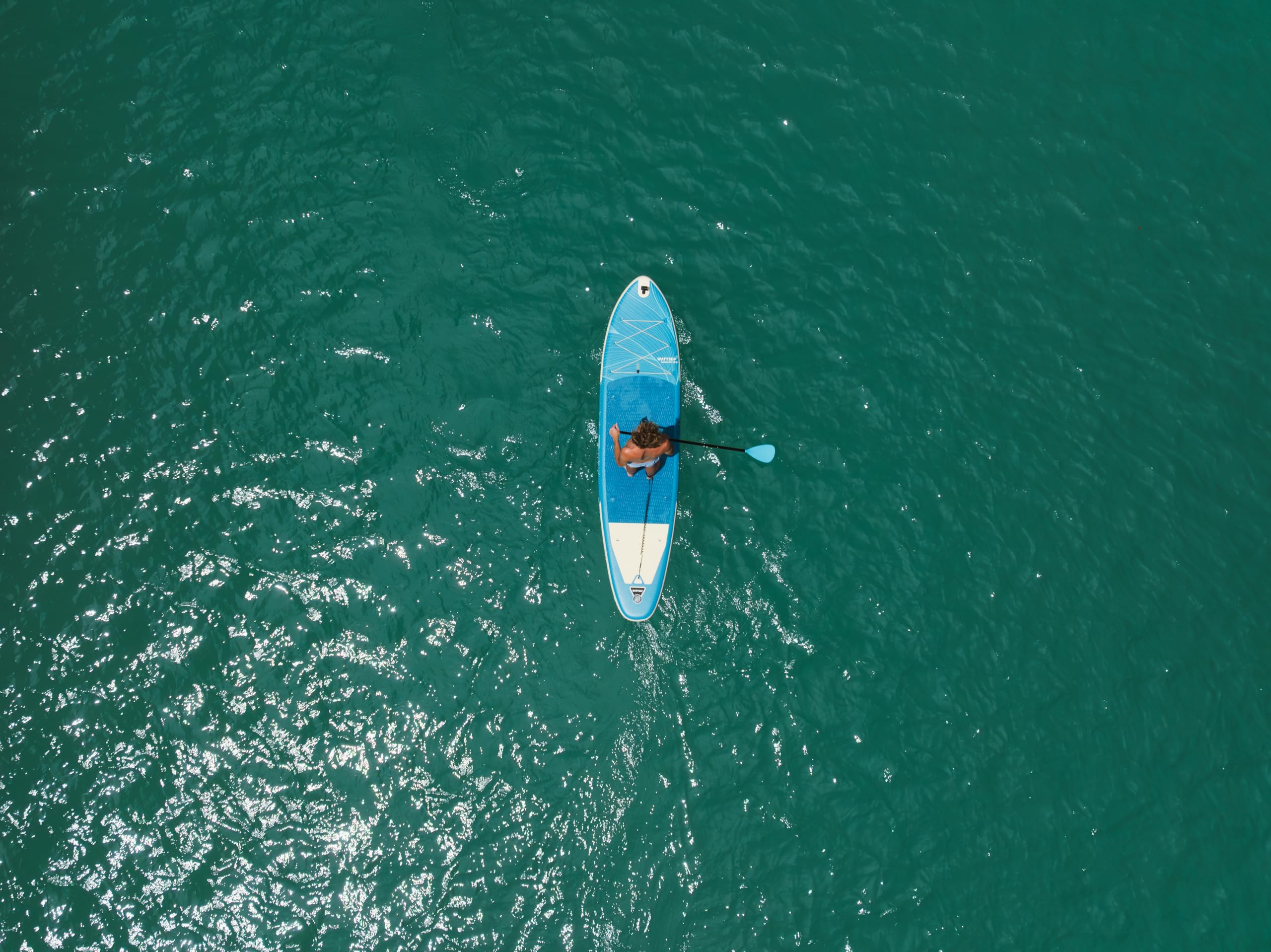 Wattsup - SUP Stand Up Paddle Gonfiabile MARLIN 12'5-378x89x15 cm, Dropstitch - Pacchetto completo: Remo 2in1, Leash, Pompa, Borsa di Trasporto - Fino a 185 kg - Blu