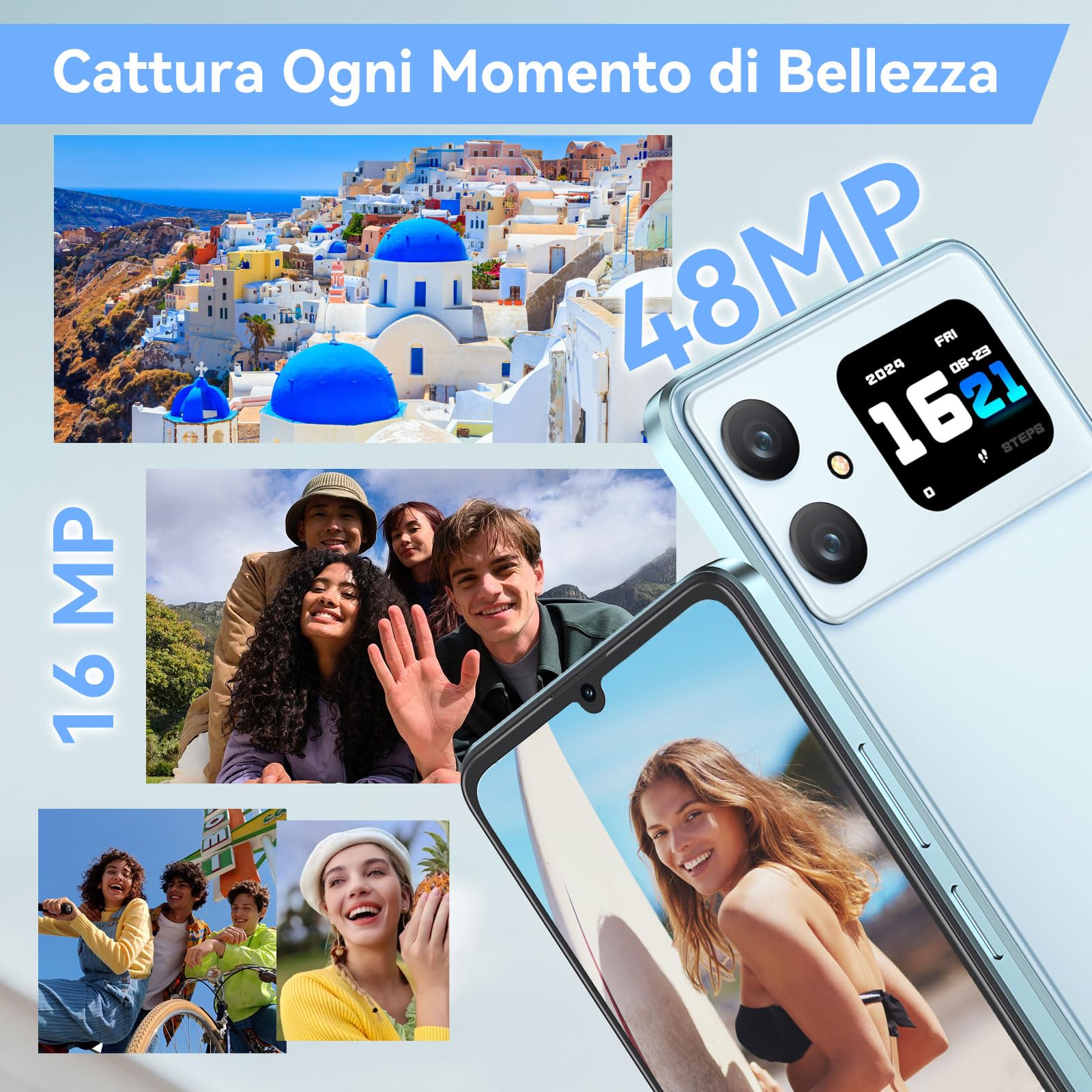 CUBOT A20 Smartphone Offerta Android 14, 12GB RAM+128GB ROM (1TB TF) Telefono, Telefoni economici con 6.75'' HD+ 90Hz, 48MP Fotocamera, 5100mAh, Dual SIM 4G Telefono cellulare, 5G-WIFI/GPS/Face ID/OTG