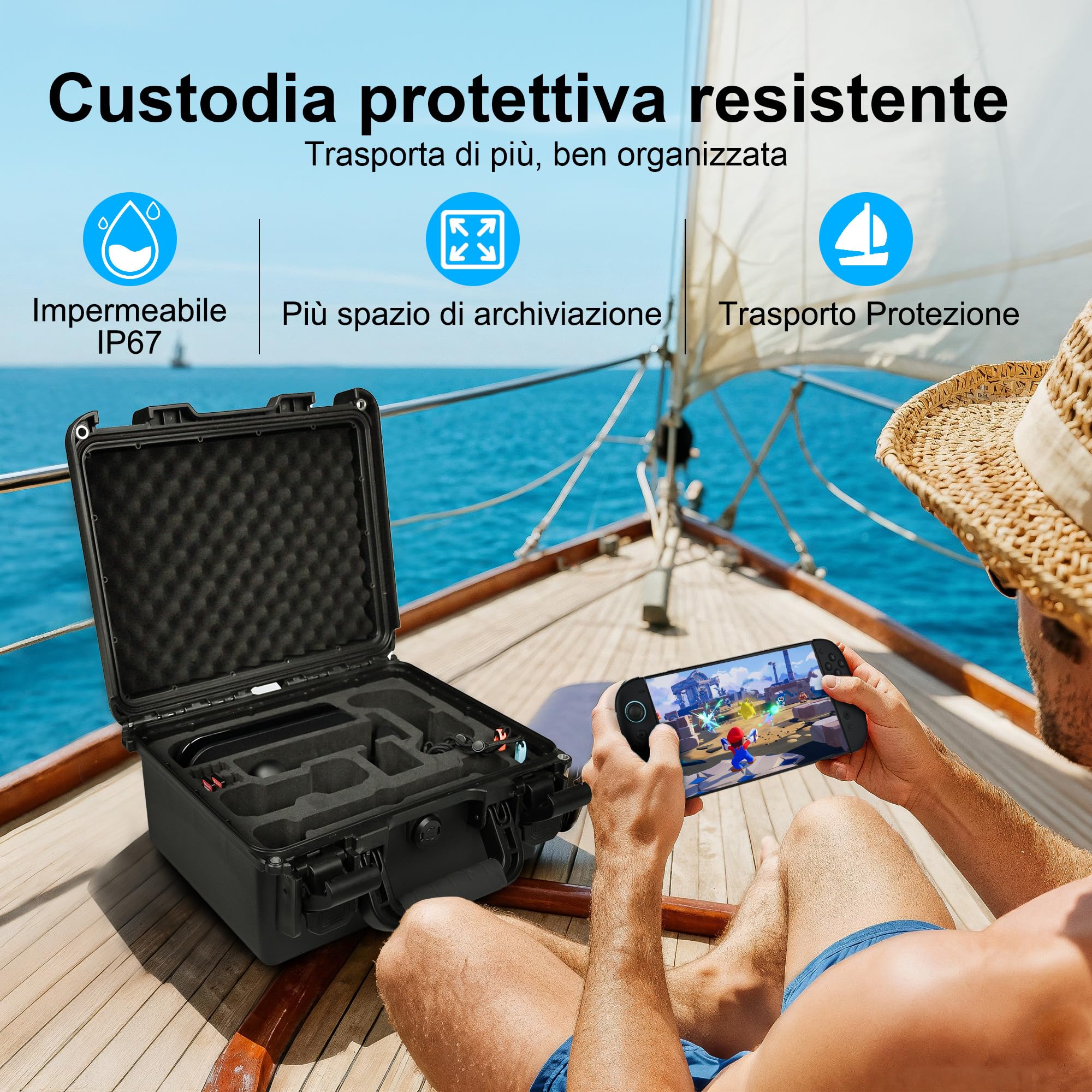 LEKUFEE Custodia Rigida Impermeabile per Nintendo Switch 2, dock, controller Pro Switch 2, fotocamera Switch 2, cartucce di gioco (8 pezzi) e altri accessori (solo borsa e custodia)
