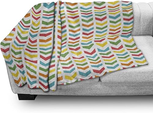 Miniatura 3 de Ambesonne Arrow Throw Blanket, Illustration of Colorful Repetitive Arrows Pointing Downwards on a Plain Background, Flannel Fleece Accent Piece Soft