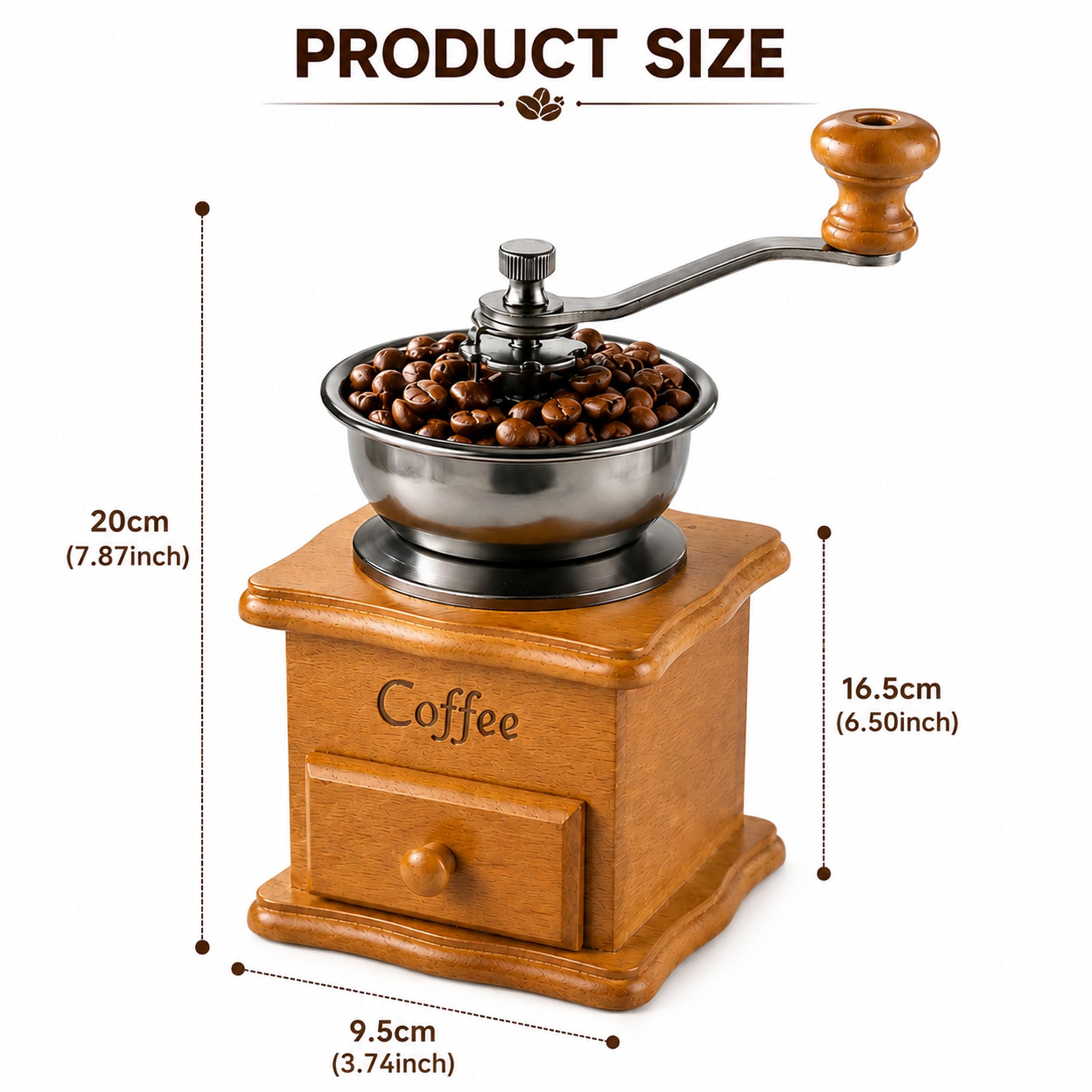 Amazon.com: Vintage Wooden Manual Coffee Grinder, Hand Crank
