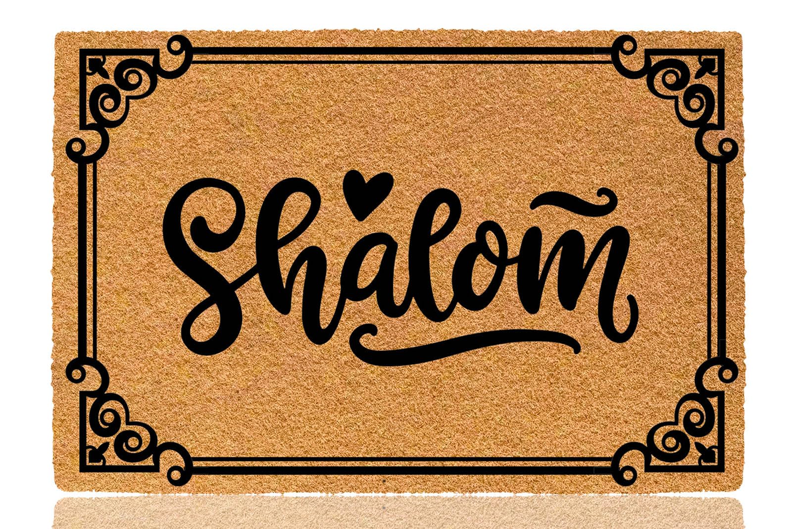 Shalom Paillasson en caoutchouc pour entrée extérieure, monogramme amusant, 60 x 40 cm
