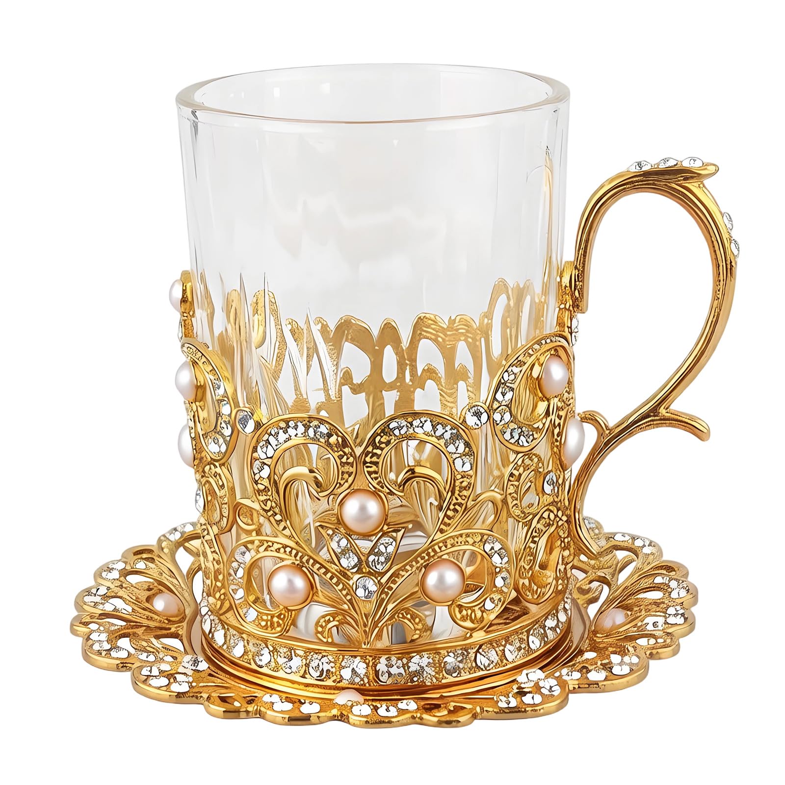 Msioytog Decorative Condiment Holders Alloy and Glass Seasoning Container with Pearls Accent for Modern Kitchens Lavishness Mixture Glass Condiment Canisters