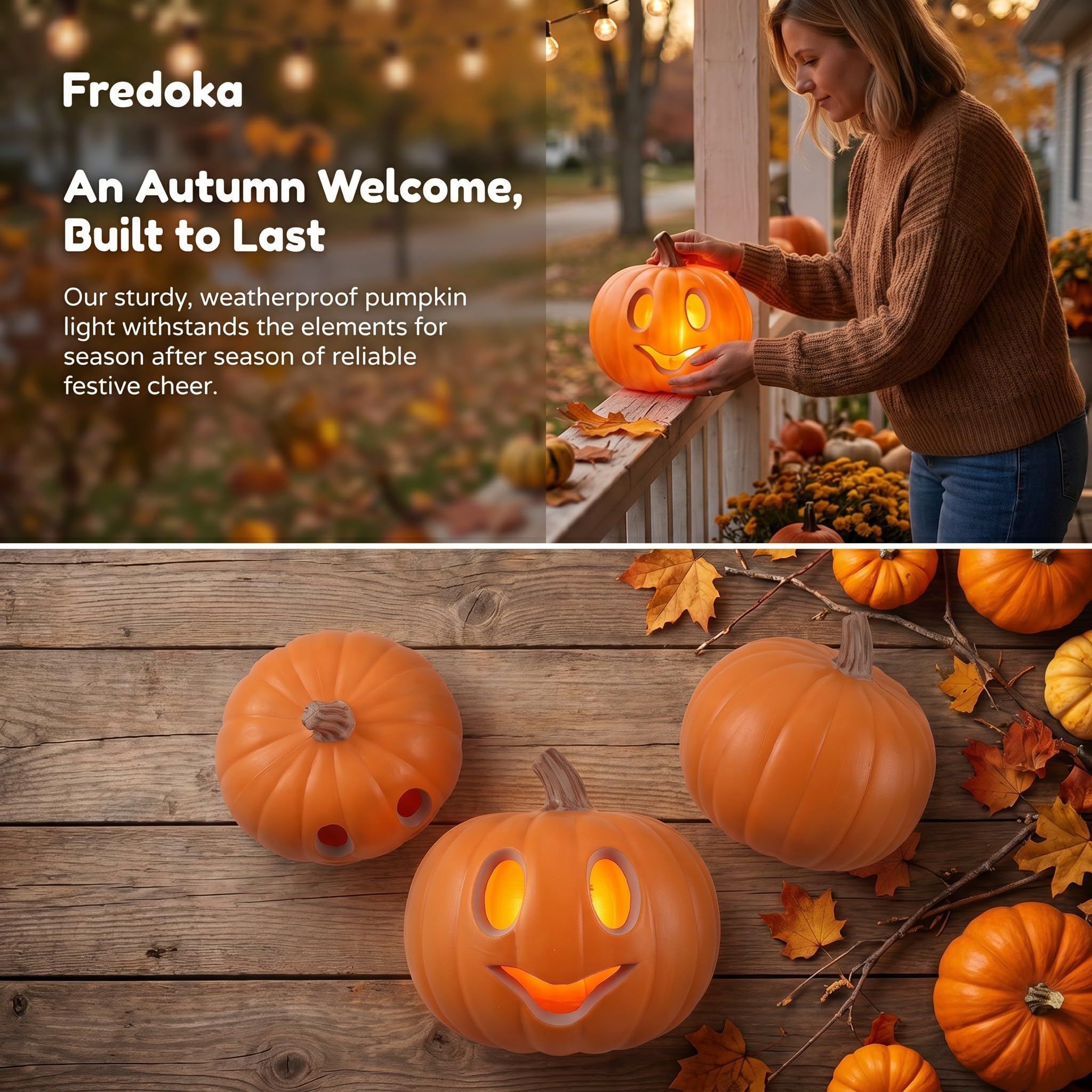 ibasenice Decorazione di Halloween a Forma di Zucca: Grande Zucca illuminata da 23 cm (9 Pollici) - Lanterna Spaventosa e Luminosa per Il Portico, Il Giardino e Le Feste a Tema casa stregata.