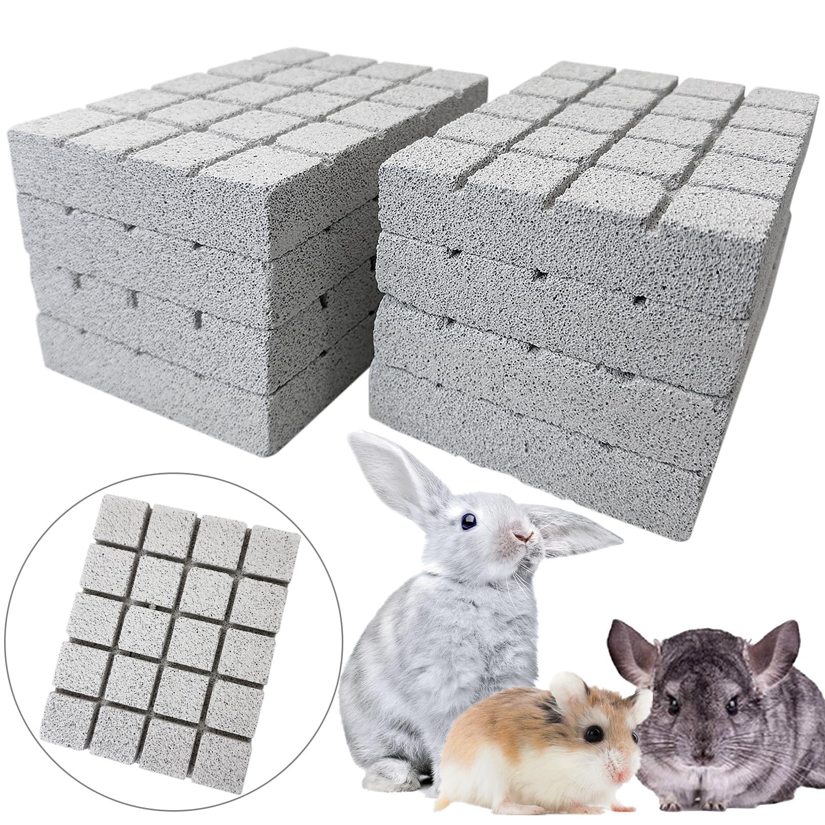 Hamiledyi 8PCS Rabbit Scratching Pads Bunny Lava Grinding Claw Pads Small Animal Foot Pads Hamster Scratch Board Chew Toys for Gerbil Chinchilla