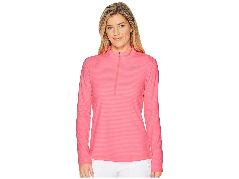 

Nike Golf Dry Top 1/2 Zip Left Chest (Sunset Pulse/Flat Silver) Women's Clothing