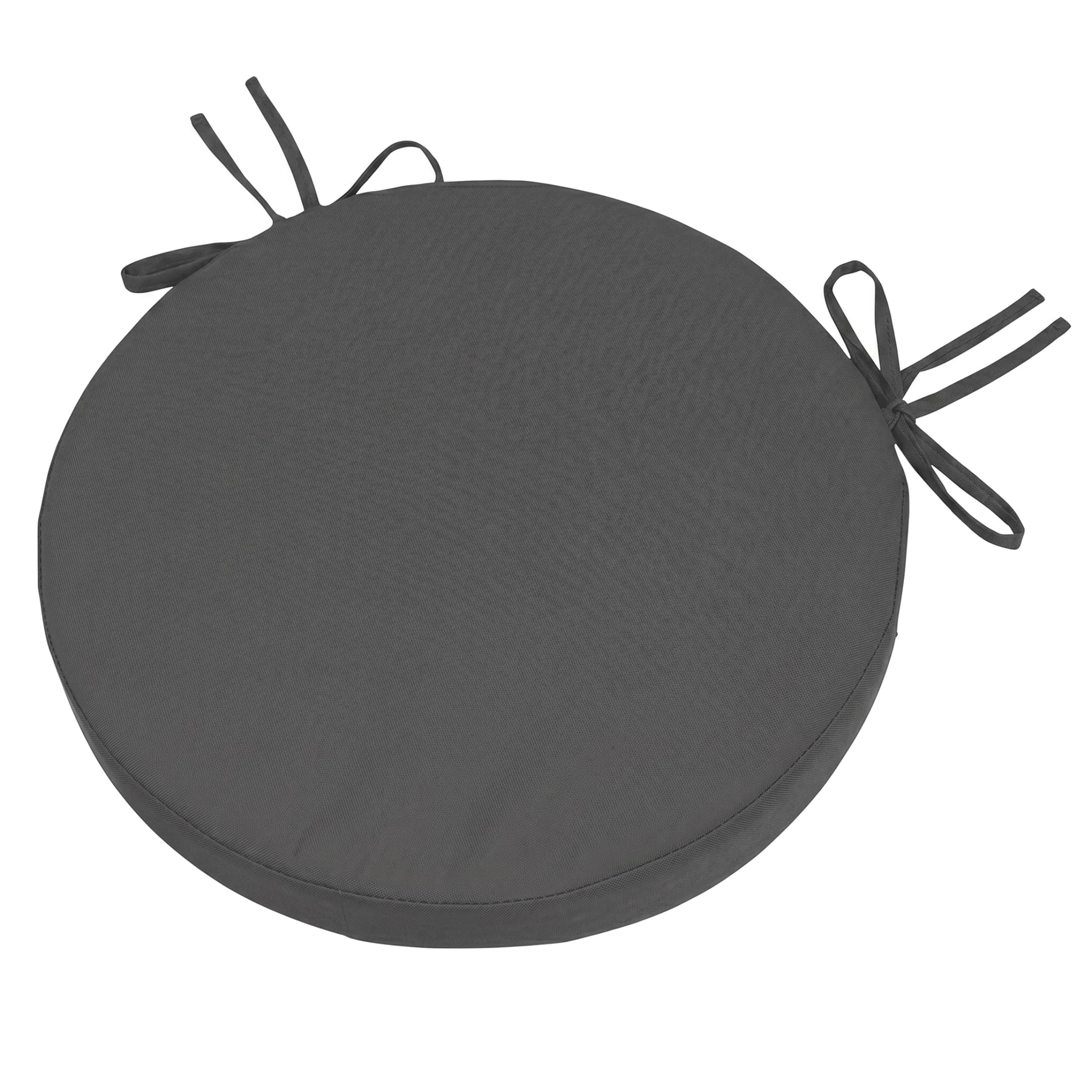 Yeaxxsqy Round Outdoor Chair Cushions: 15in Bistro Chair Cushions Round, Waterproof Polyester Outdoor Seat Pad, High-Resilience Sponge, Dark Gray