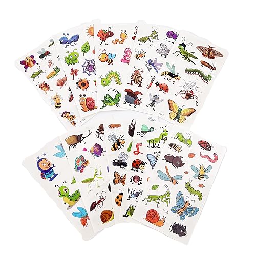 10 hojas de tatuajes temporales de dibujos animados para niños y niñas, suministros de recuerdo de fiesta, relleno de bolsas de golosinas (tatuajes