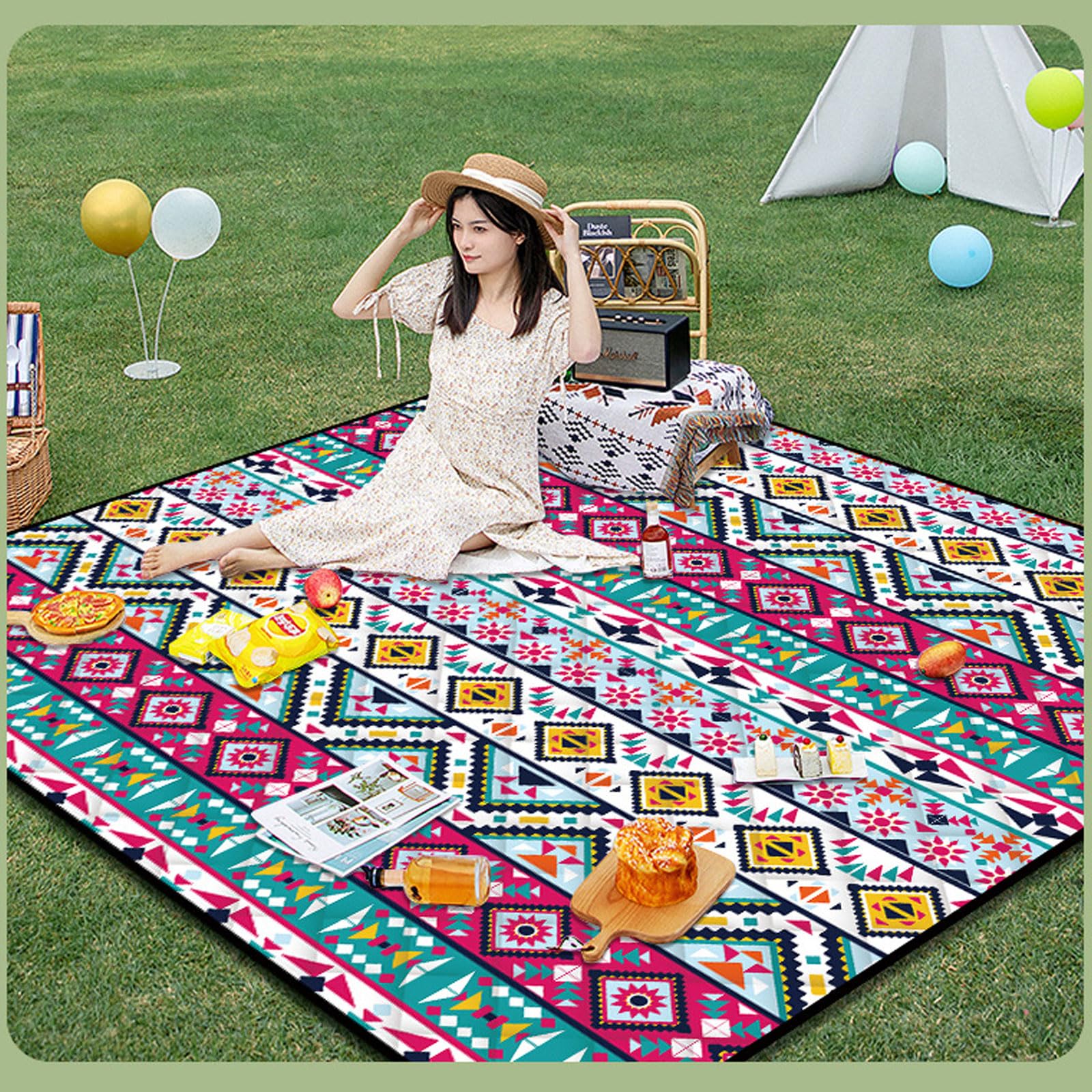 Coperte Picnic Accessori Campeggio Con Retro Impermeabile Tappetino Spiaggia Per Escursioni All'aperto Giardino Famiglia Viaggi-Orange