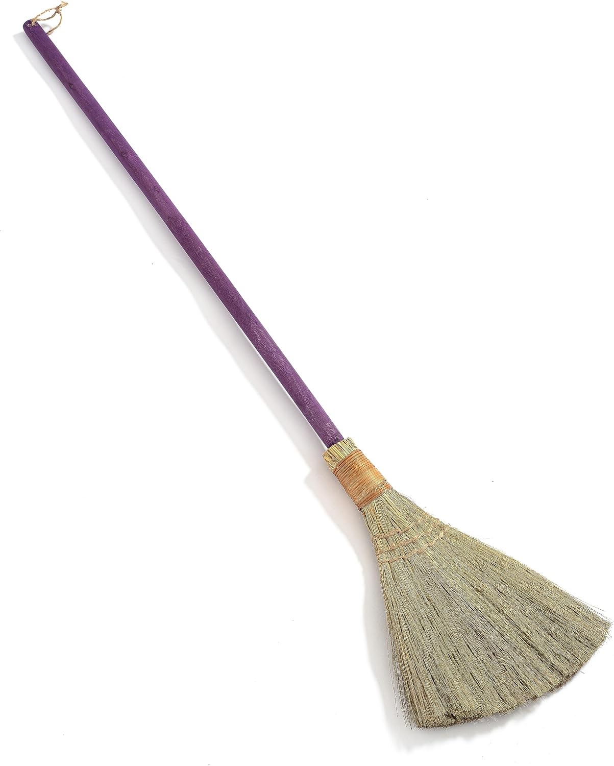 Vietnamese Straw Soft Broom - Sweeping Broom with Green Wooden Handle for Cleaning, Decoration, Wedding with 45.28inch Length