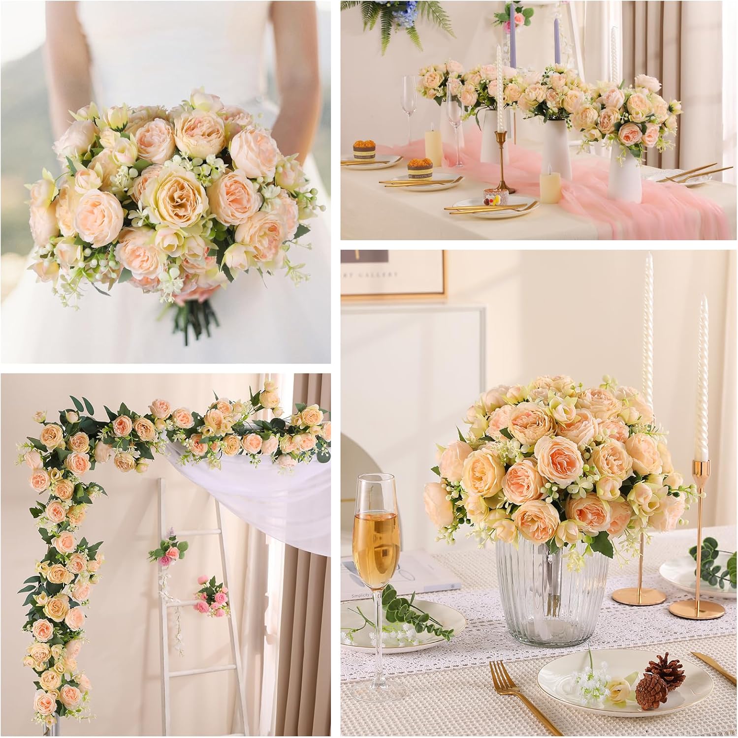 Luyue 8 Packs Peonies Artificial Flowers Vintage Faux Peony Bouquet Fake Flower for Vase Silk Floral Arrangements for Table Centerpiece Wedding Decoration Indoor Home Decor - Image 4