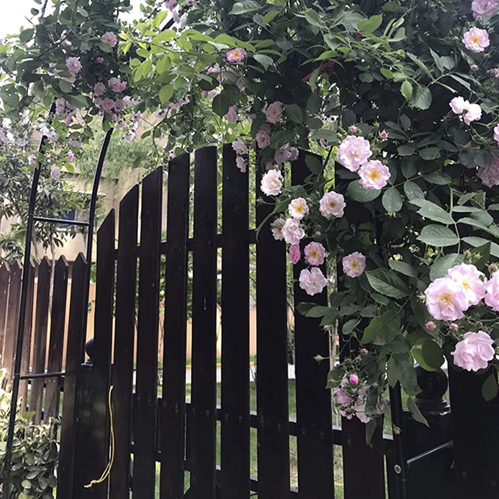 Metalowy łuk ogrodowy, dekoracja ślubna, różana altana, wolnostojąca pergola do roślin pnących, odporna na warunki atmosferyczne, krata, średnica 19 mm, trawnik do ogrodu, biały, 200 x 23