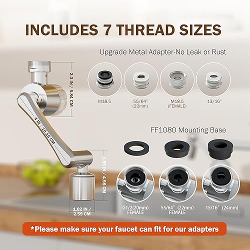 Miniatura 5 de Frizzlife Filtro de agua para aireador extensor de grifo de fregadero, 9 filtros que reducen el 99% de cloro, aireador giratorio de latón giratorio