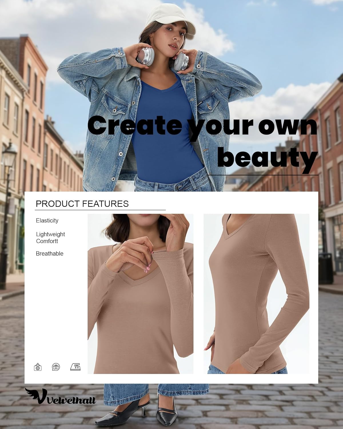 4 Pack Women's Long Sleeve Shirts Tight V Neck Slim Fitted Tops Stretchy Casual Basic T Shirts Layering Tees 2026 - Image 5