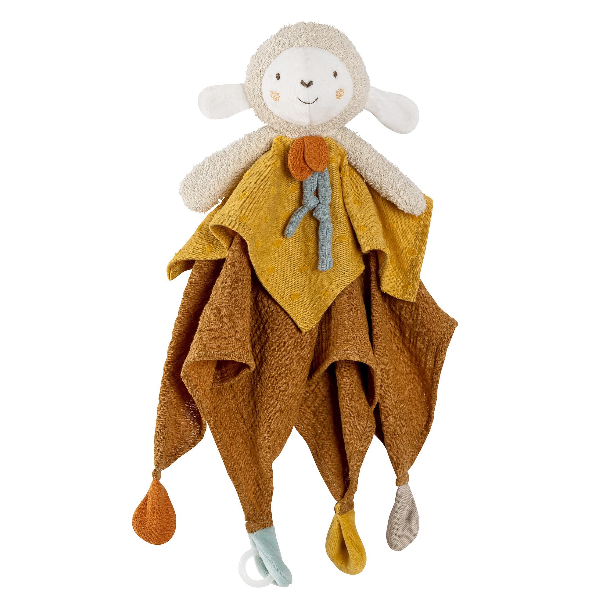 Fehn FehnNATUR Sheep Comforter - Playmate & Stuffed Animal Comforter Made of Organic Cotton - with Dummy Attachment - for Babies and Toddlers from 0+ Months
