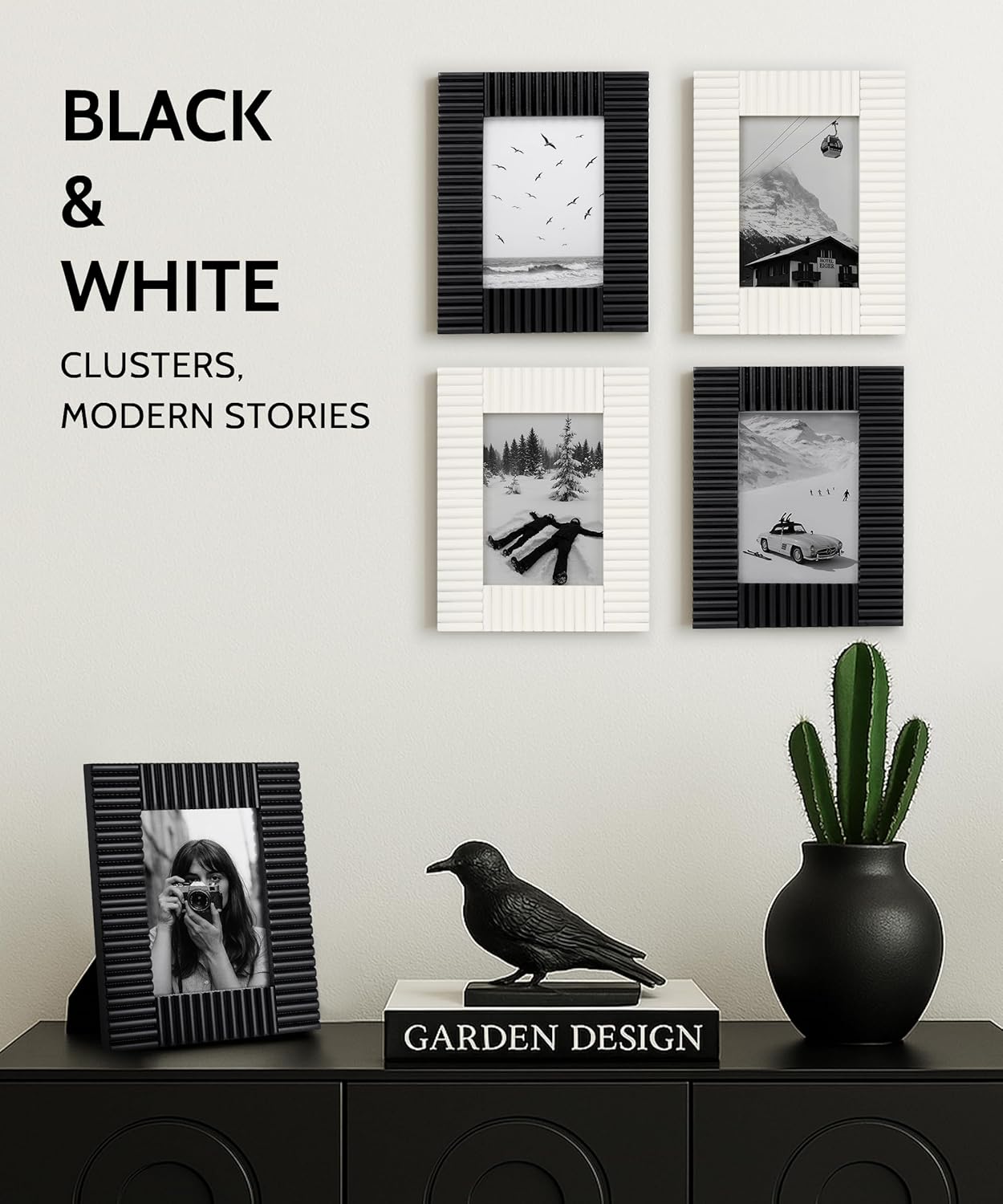 SUMGAR 5x7 Black Picture Frame Wood Photo Frame Modern Classic Living Room Office Decor Tabletop Wall Hanging Display Artwork Painting Gift for Family Friends Birthday Graduation Wedding - Image 6