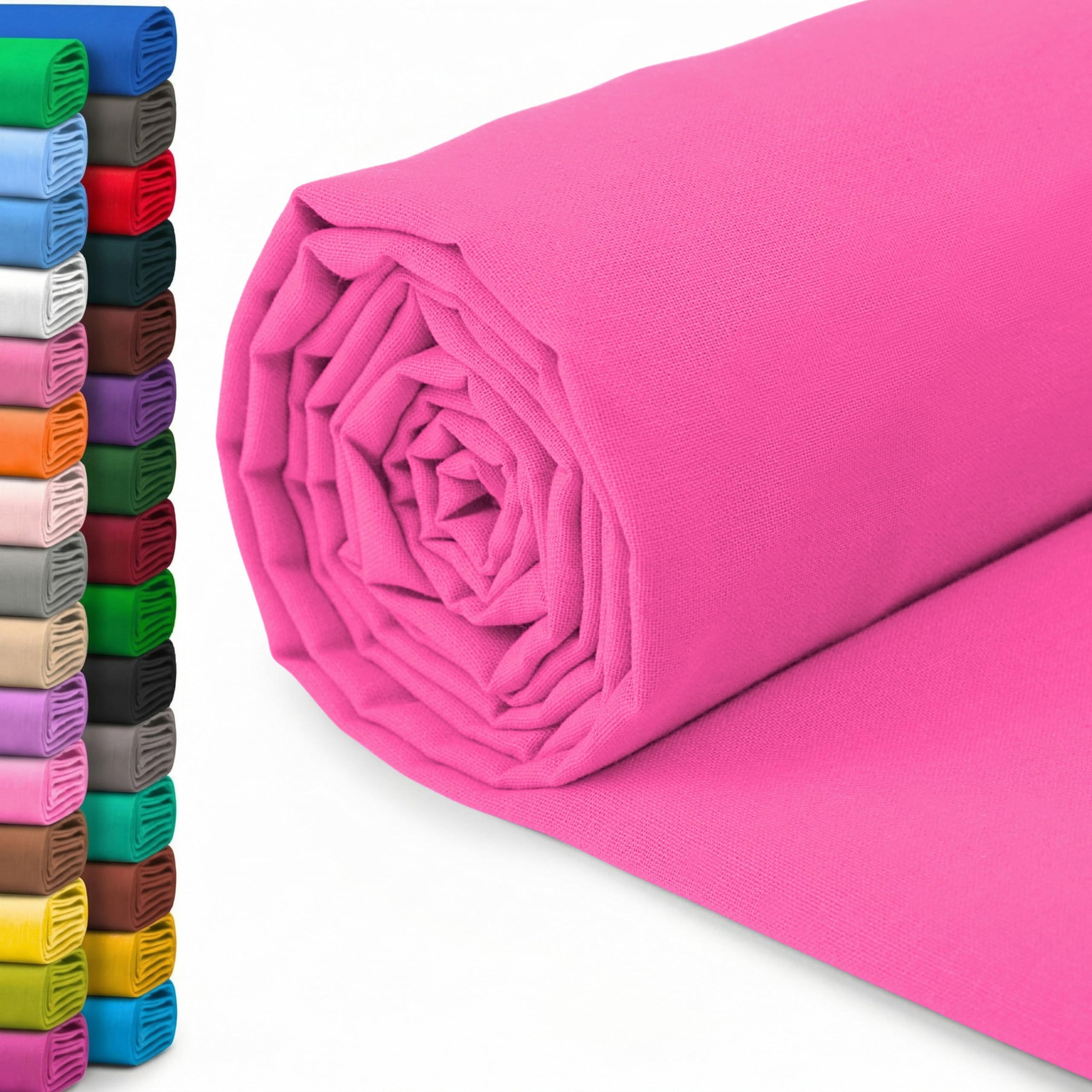 A-Express 100% Cotton Fabric - 60 Inch 150cm Wide - Plain Cotton Fabric by The Metre - Ideal for Quilting, Sewing, Dressmaking, Curtain Linings, Totes, Bedding, Pillowcases - Pink 10 Metres