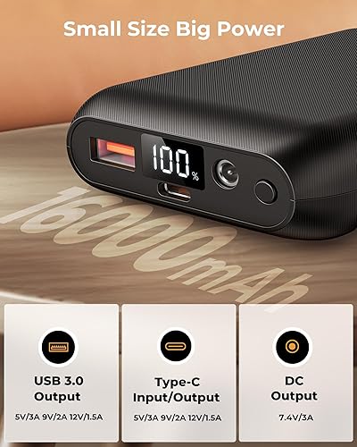 Miniatura 4 de Batería de chaleco térmico de 7.4 V 16000 mAh compatible con ORORO y Venustas, pantalla LED, batería para chaleco calefactable, banco de energía