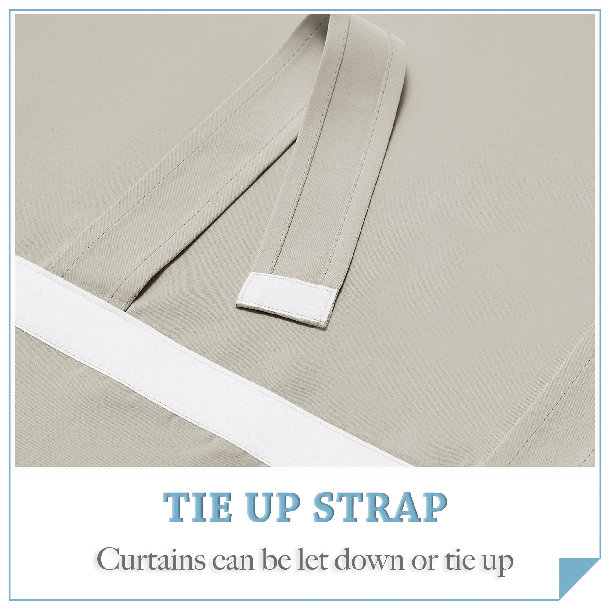 RYB HOME Door Curtain for Door Window 80 inch - Privacy Tricia Door Window Curtains for Patio French Door Front Door Sidelight Curtain Tie up Shade, W26 x L80 inch, Natural, 1 Panel