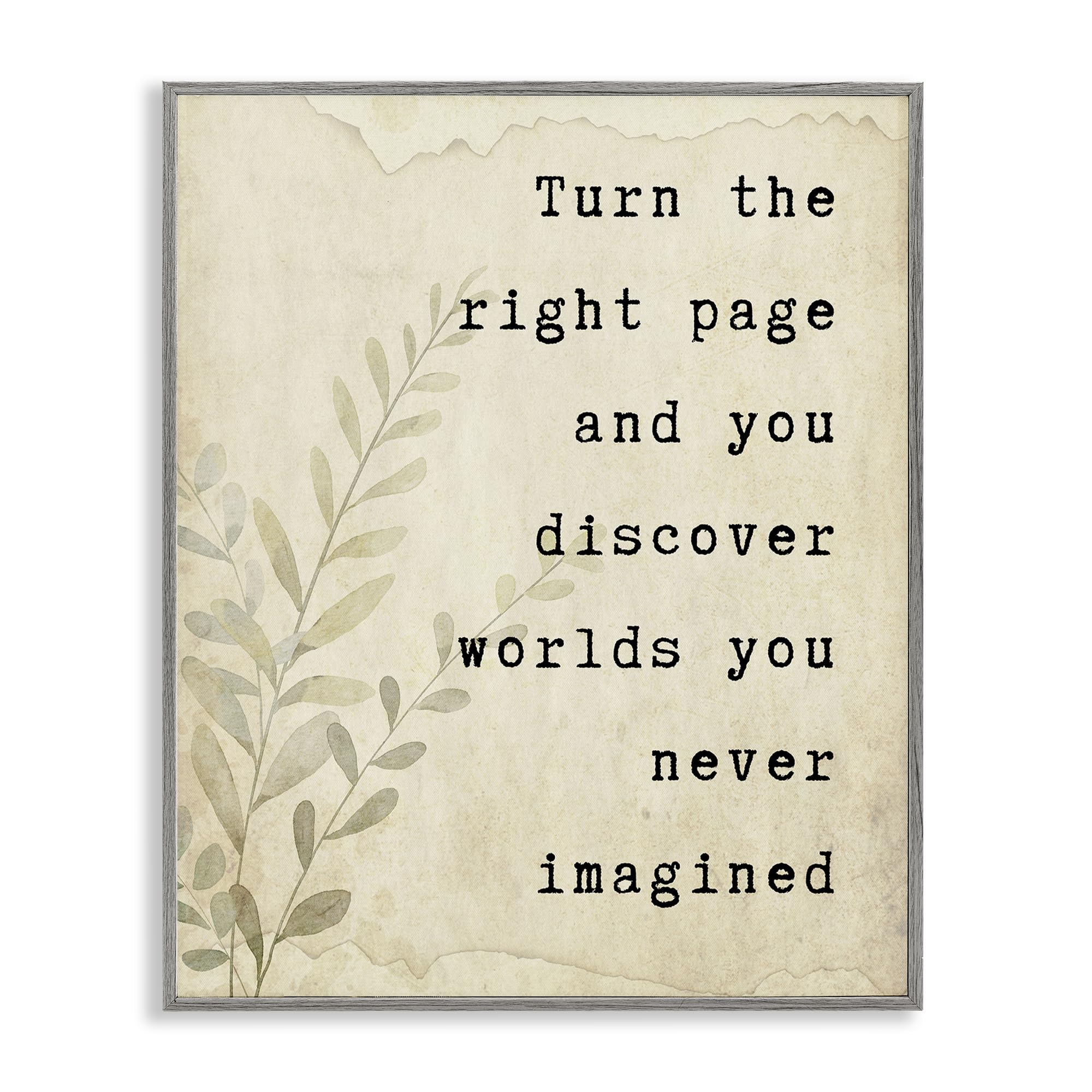 Stupell Industries Farmhouse Gray (Textured) 'Literary Wonders Quote'| Framed Giclee Art
