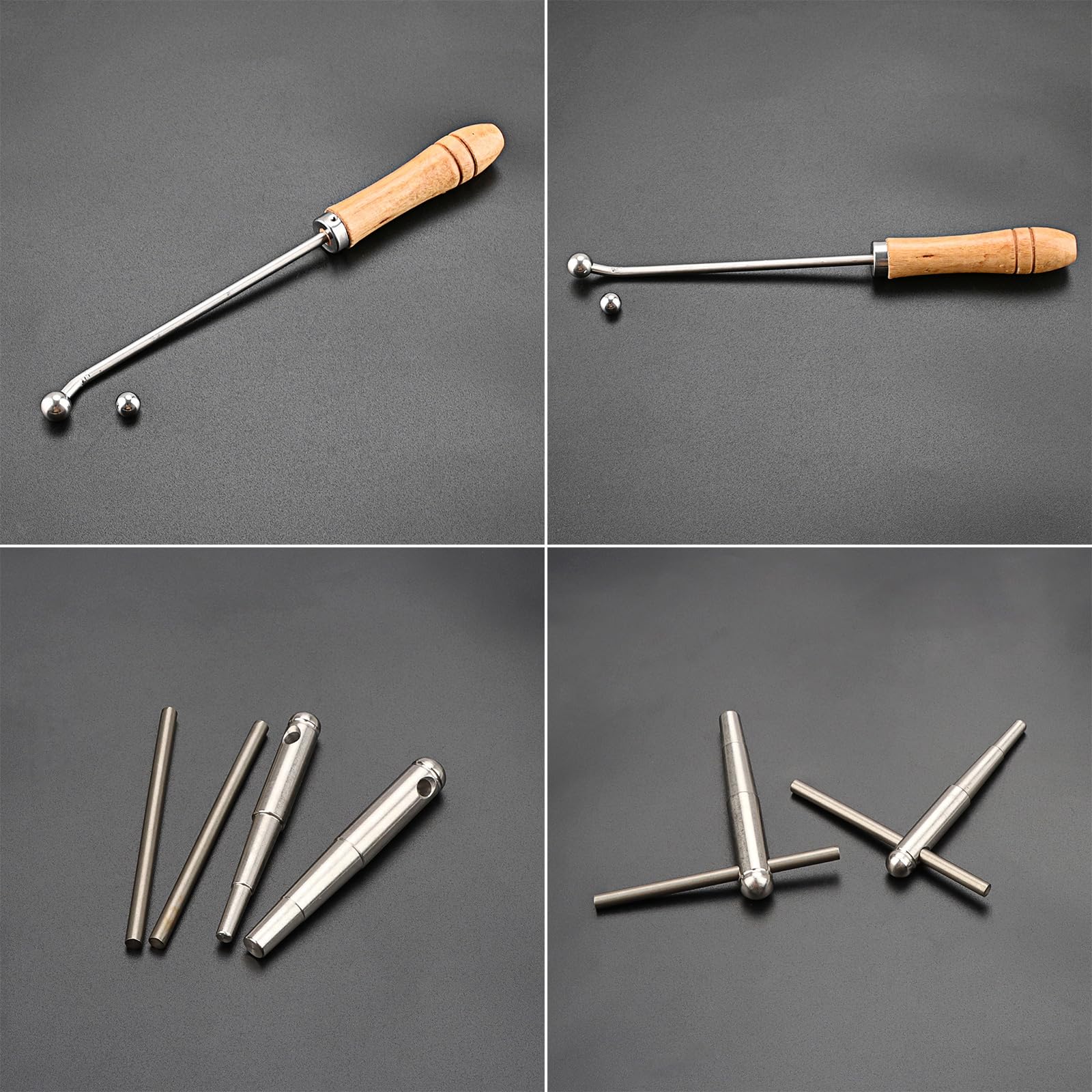 Trousse Outils Réparation Trompette - Kit Entretien Acier Inoxydable Manche Bois Pour Instruments Cuivres
