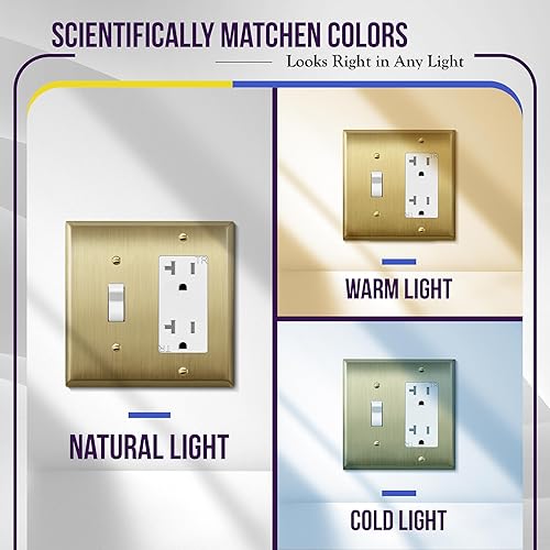 Miniatura 2 de ENERLITES - Placa de pared combinada de acero inoxidable para interruptor de palanca y decorativo, resistente a la corrosión, placa metálica de 2