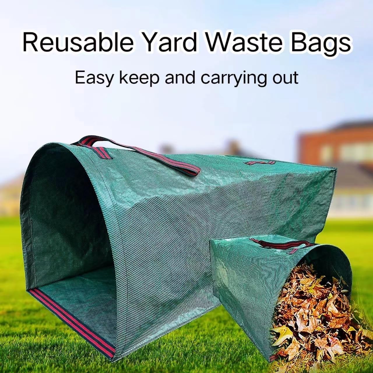 Bolsa para césped, hoja de jardín plegable reutilizable para hojas, recolector hierba y desechos con asas Bolsa para hojas