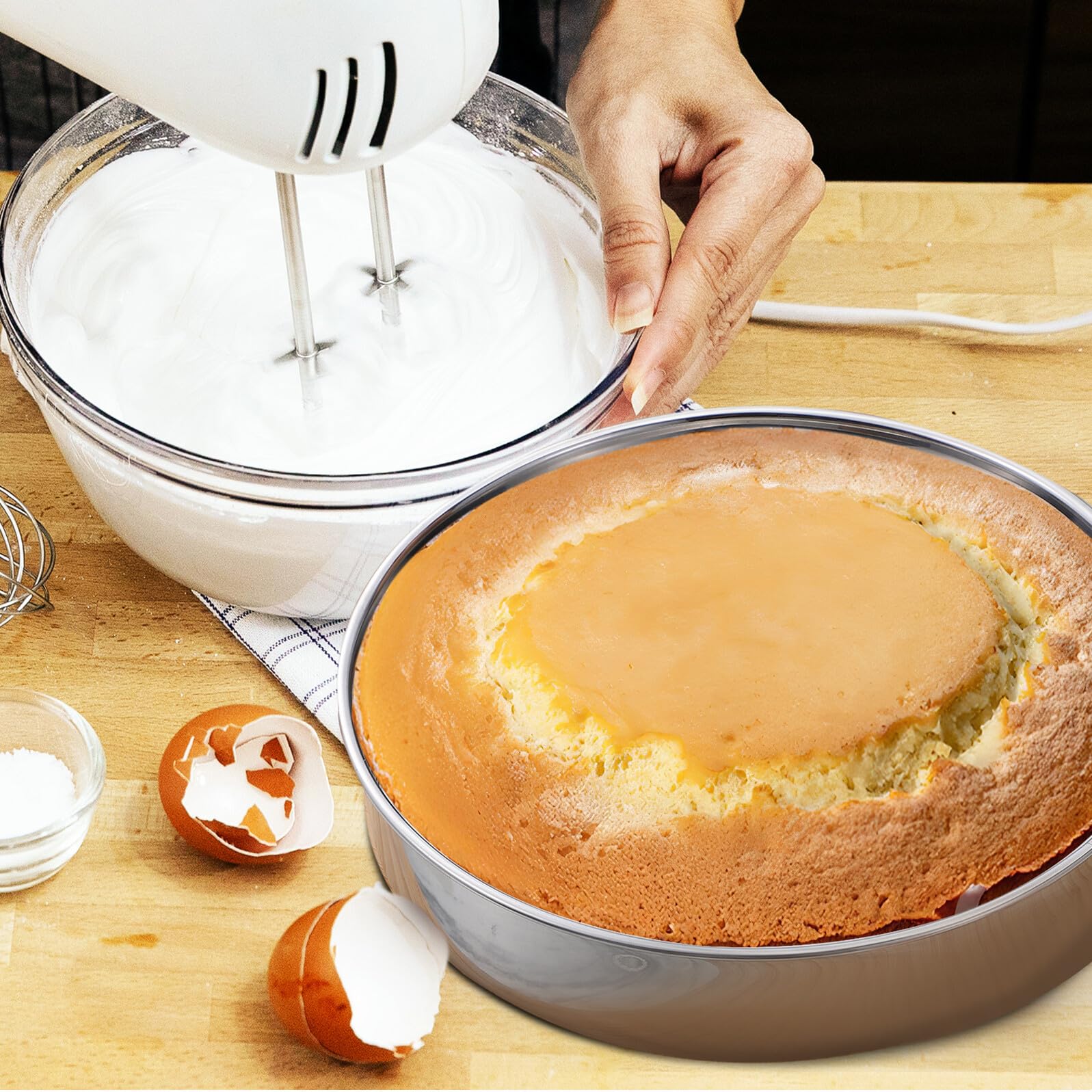 Hemobllo Moldes Redondos para Pasteles 2 Unidades Acero Inoxidable 24 CM sin Borde Aptos para Hornear y Cocinar al Vapor Base Plana para Distribución Uniforme del Calor