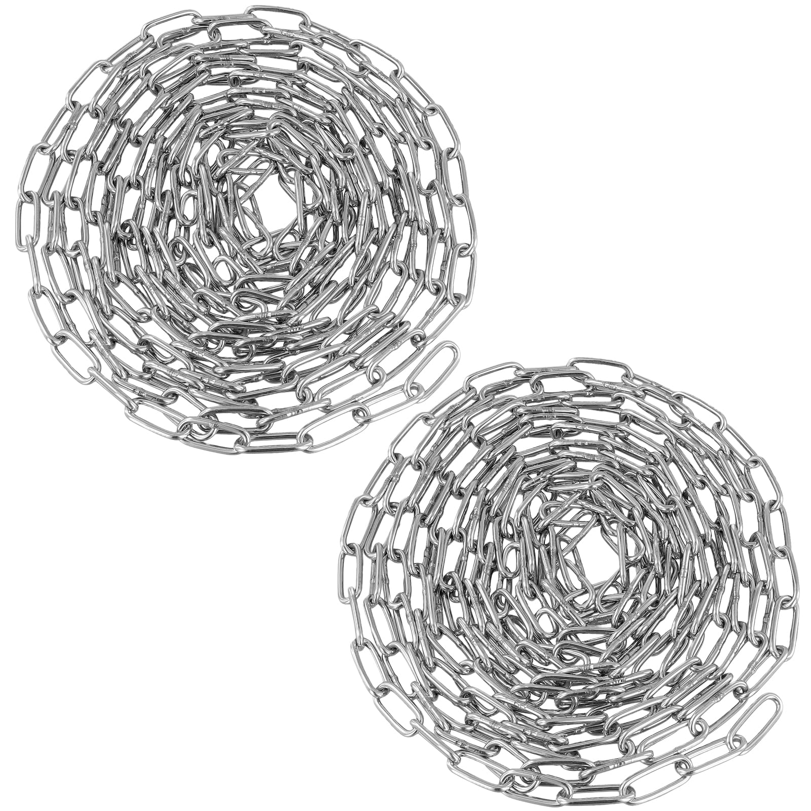 2 Stück 3mm Edelstahlkette 5m lang, Stahlkette Meterware Metallkette, Geschweißte Kettenglieder Gliederkette Edelstahl Ketten für DIY Hängekette, Wäscheleine, Aufhängen - 80kg Belastung