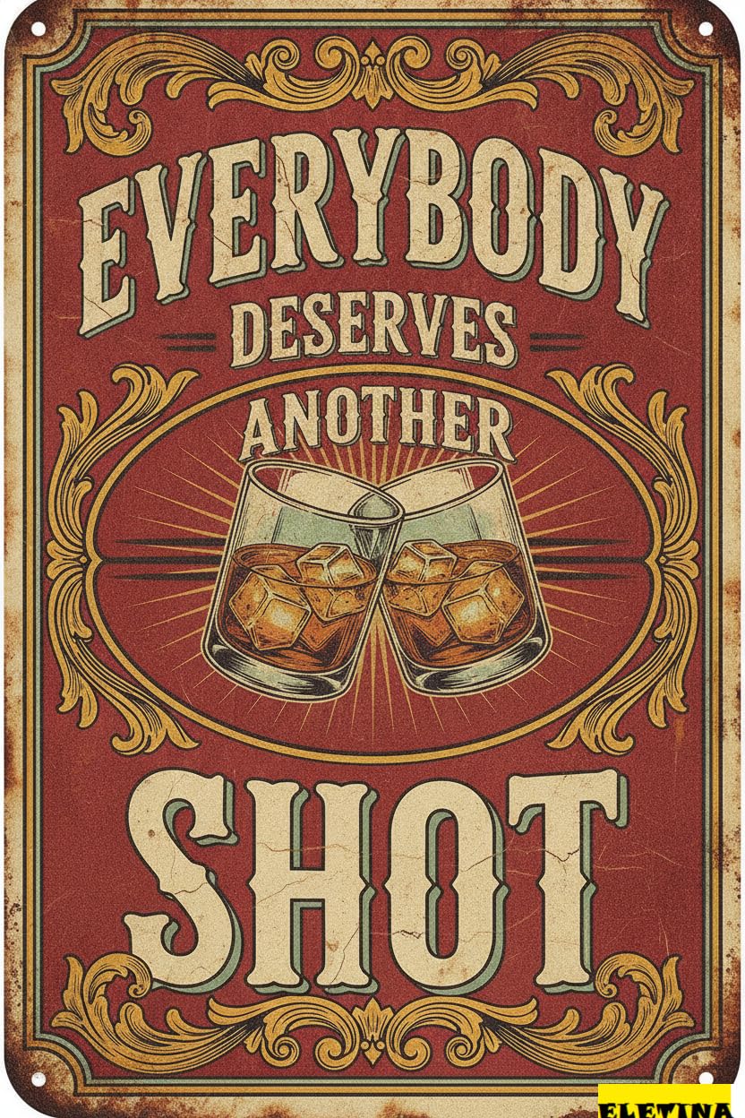 Personalized Sign for Man Cave Everybody Deserves Another Shot Vintage Wall Decor W/funny Quote, Unique Metal Wall Decor Home, Bar, Diner, Pub, Or 12"x8" (6607) Private Property Decorative