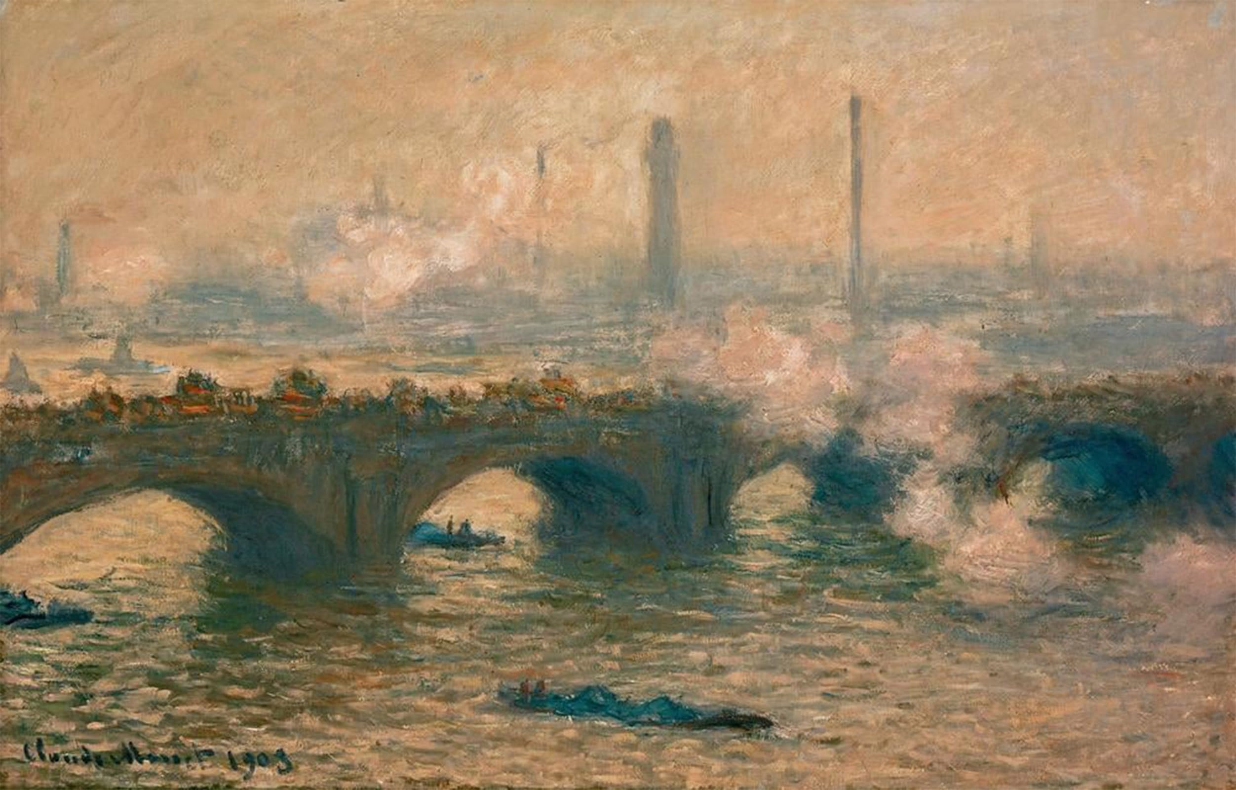 Artxlxxbn No Frame Famous Art Print Poster Vintage Wall Art Waterloo Bridge Gray Weather By Claude Monet Canvas Art Poster For Home Decor 60X90cm