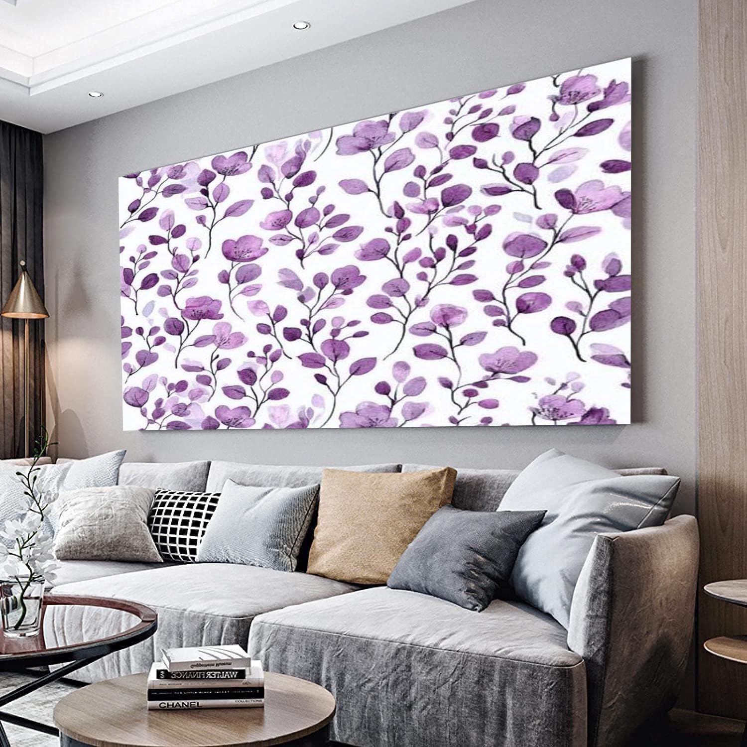 MKBKLI Large Canvas Wall Art 80x160cm purple plant lilac Canvas Print Picture Artwork for Home Decor - Living Room, Bedroom, Kitchen Wall Art Decoration