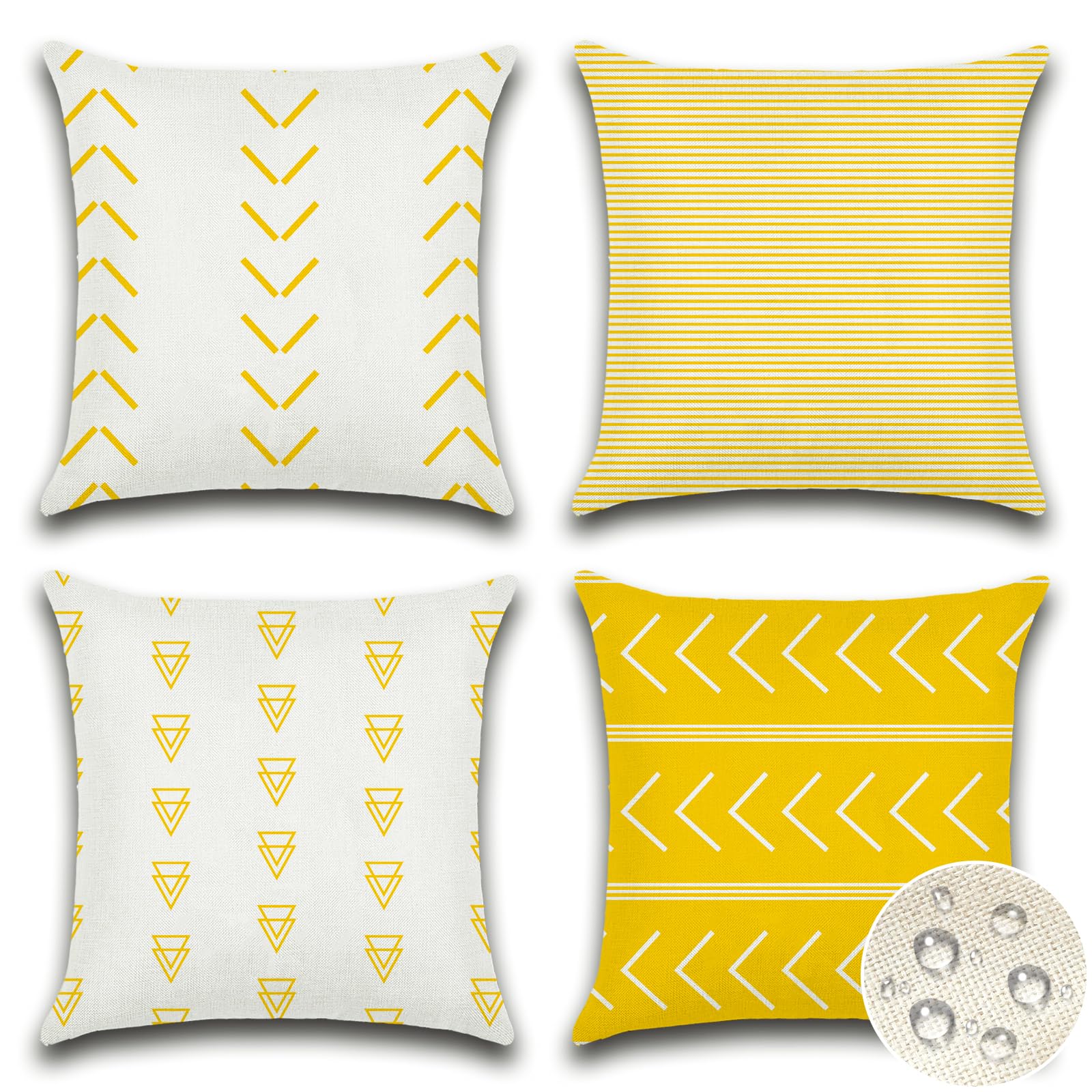 OTOSTAR Set of 4 Outdoor Waterproof Pillow Covers 16x16 Inch Decorative Outdoor Throw Pillow Covers Garden Boho Geometric Arrows Pillow Cases for
