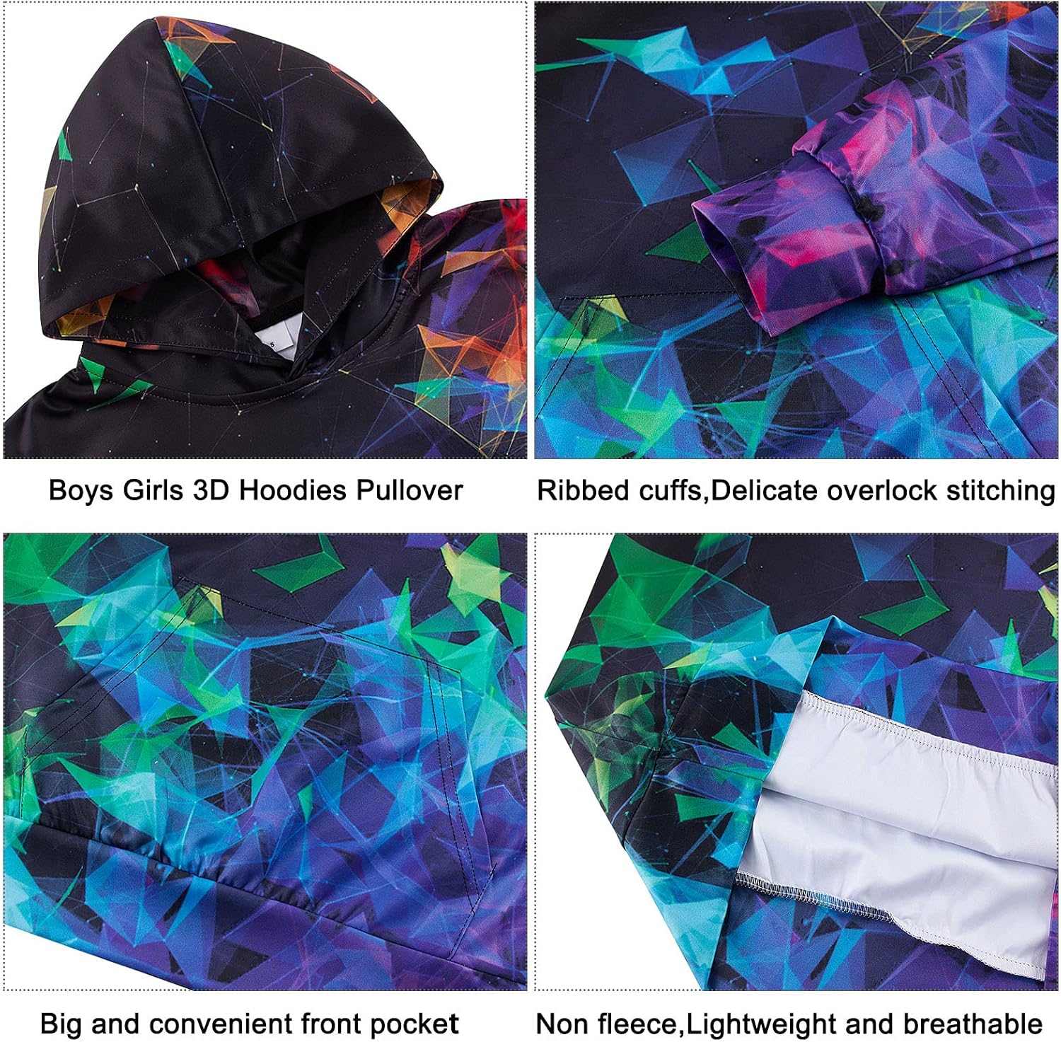 Belovecol Boys Girls 3D Hoodies Casual Printed Pullover Hooded Long Sleeve Sweatshirts with Pocket for 6-16 Years: Clothing, Shoes & Jewelry