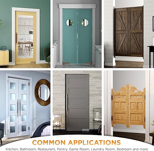 Miniatura 7 de Swinging Cafe Doors Puertas de granero imprimadas  Puertas de salón de 34 pulgadas de grosor con soporte británico, madera maciza, apertura de 36