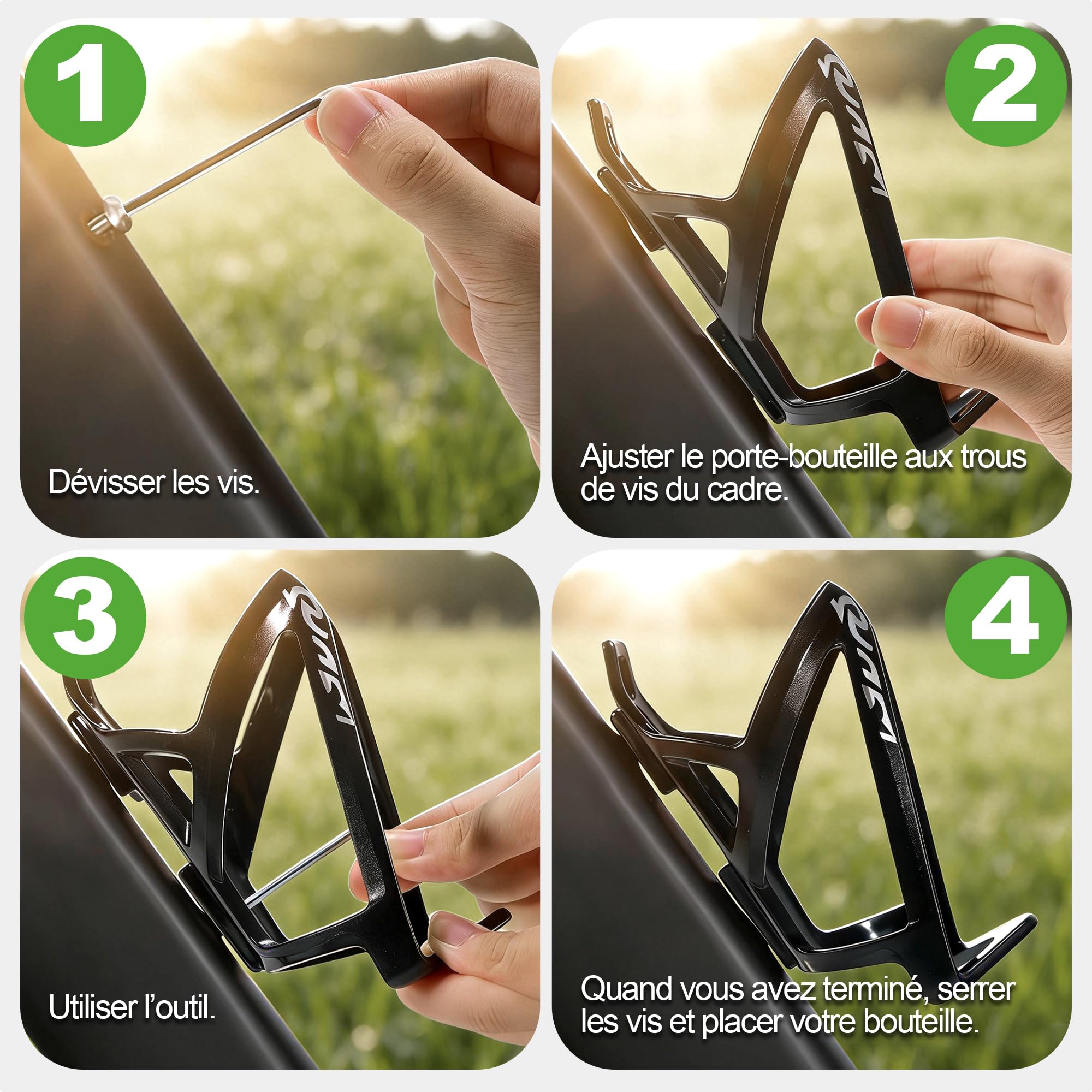 Lot de 2 Porte Bouteille de Vélo, Porte Gourde Velo en Plastique PC Haute Résistance pour VTT et Vélo de Route