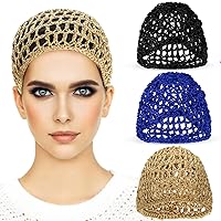 Vista 9 de Etercycle 3 piezas de malla de ganchillo para mujer, malla de ganchillo de punto de rayón suave, accesorio para dormir (negro)