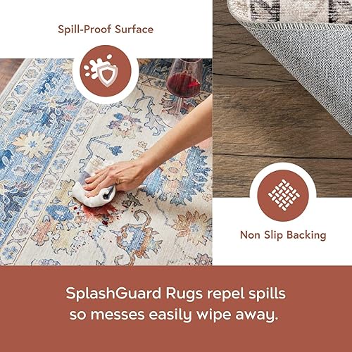 Miniatura 4 de nuLOOM Eira Medallion - Alfombra lavable a máquina, resistente a las manchas, 4x6, gris pardo