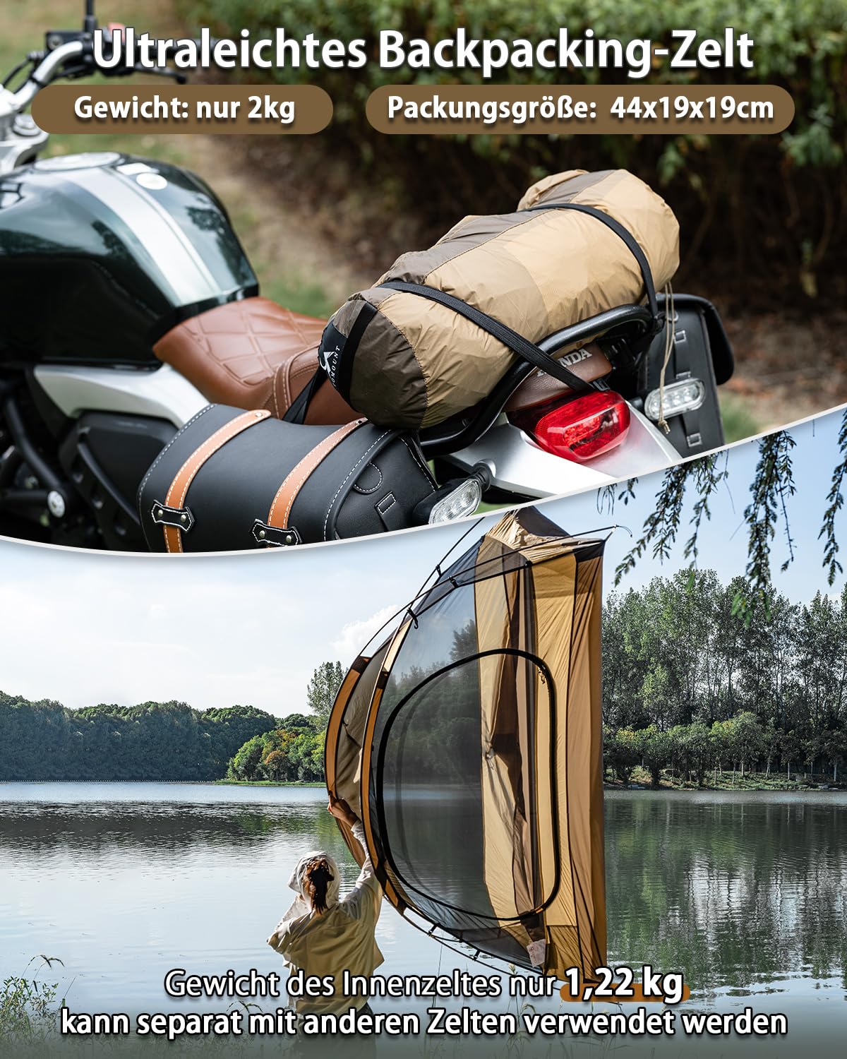 TOMOUNT Tienda de campaña ultraligera para 1-2 personas, de nailon, tamaño pequeño, 4 temporadas, impermeable y resistente al viento, compacta para senderismo, camping, exterior