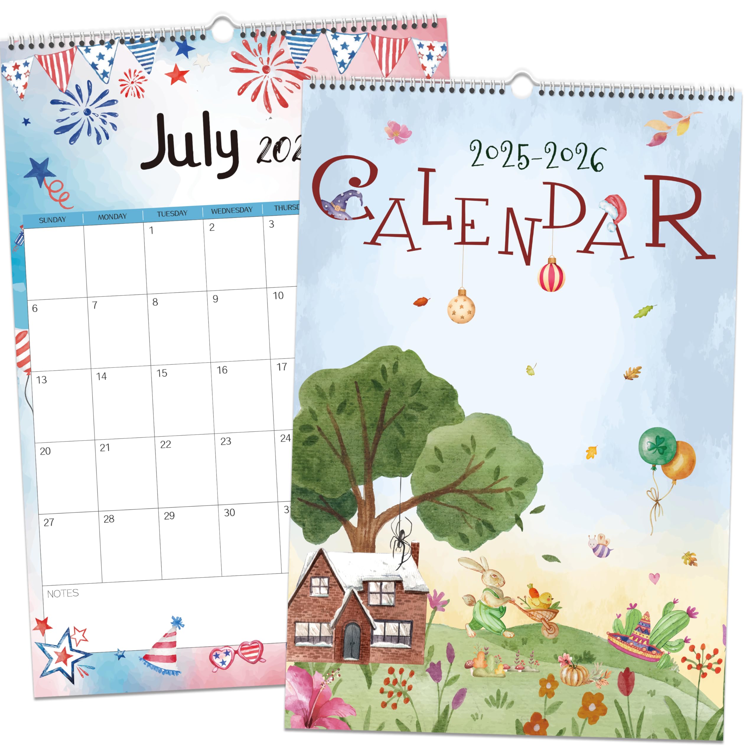 GuassLee Wall Calendar 2025 Vertical Planner Wall 2025-2026 19-Month Aesthetic Large Calendar Jun. 2025 to Dec. 2026 17"x11.5" Monthly Planner Wall with Thick Paper Watercolor Design for Home School