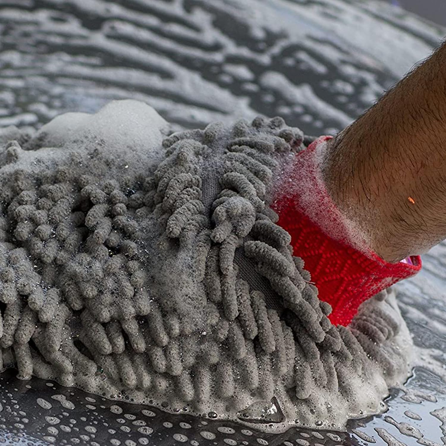 2 Pack Chenille Microfiber Car Wash Mitt Scratch-Free Lint-Free Double Sided Ultra-Soft Absorbent, Swirl-Free Finish for Car Washing & Detailing, Compatible with Cars Trucks SUVs Motorcycles