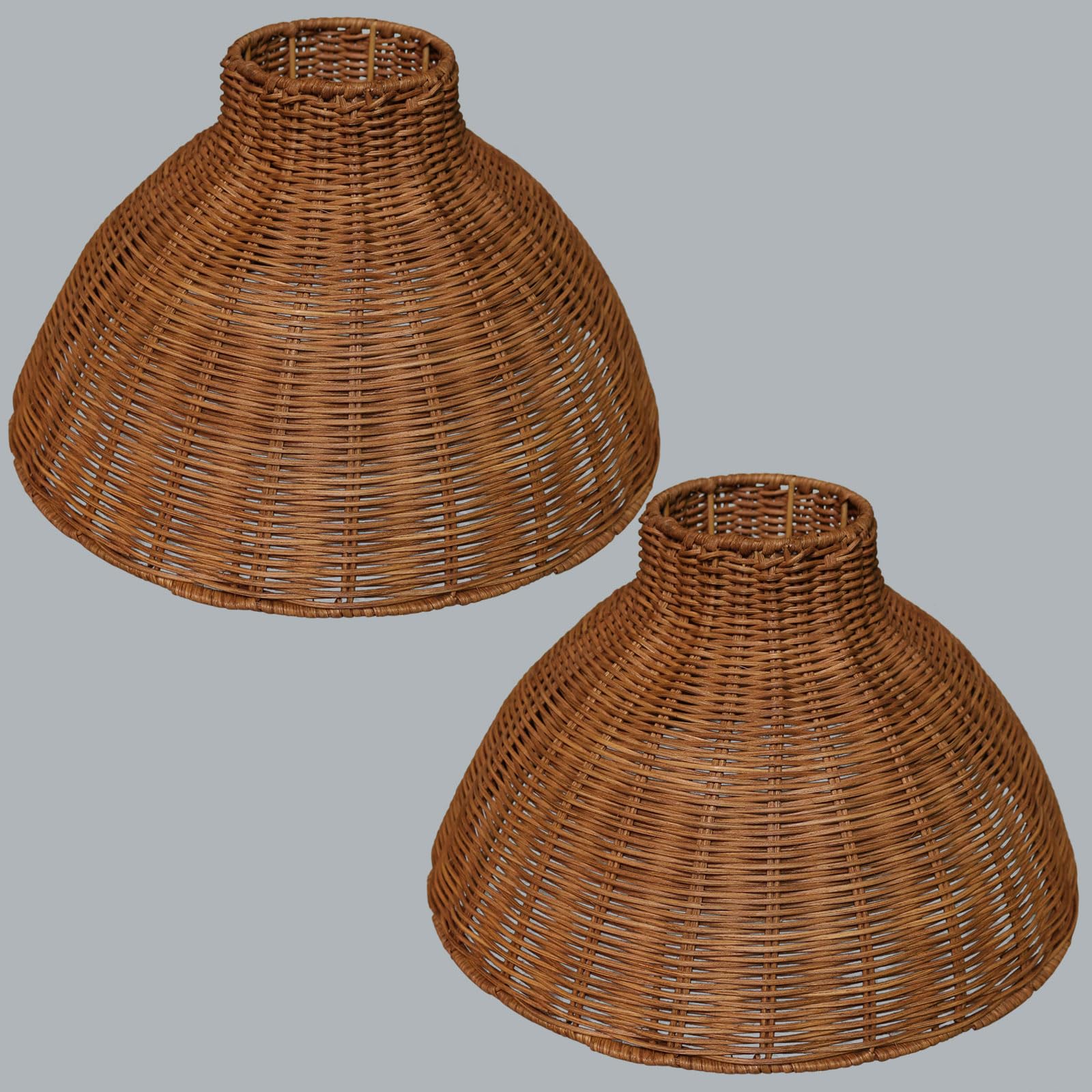 Osasy Dark Brown Pendant Lights Shade Rattan Lamp Shade, Lampshades For Ceiling Lights Bedroom Boho Hanging Lamp Shades,2 Pcs Replacement Light Shades