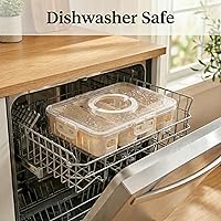 Vista 5 de [Dishwasher Safe] Salad Bar Containers for Fridge, Veggie Containers for Refrigerator, Salad Prep Containers for Fridge, Veggie Tray with Lid