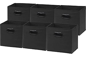 Foldable Black Cube Storage Bins - Set of 6