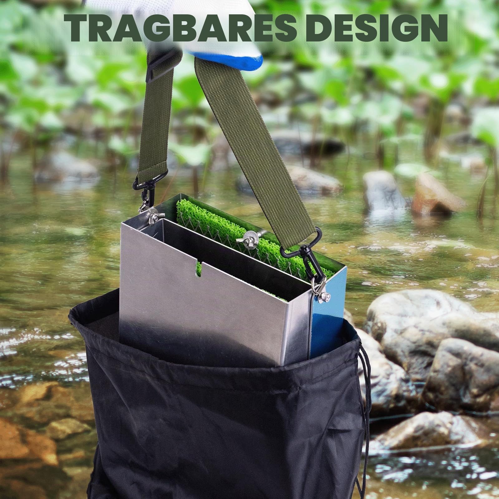 3 in 1 Highbanker Gold Panning Kit, verformbare 127 cm Faltbare Goldschleuderbox, tragbare Bergbauausrüstung für Erwachsene, 34 Stück, inklusive Goldpfanne, Klassifizier-Bildschirm, Magnet, Rucksack