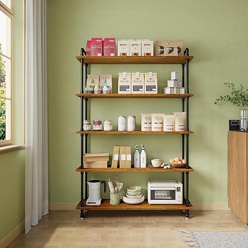 Miniatura 32 de Estantería industrial, estantería de tubo de 3 niveles, estante industrial para tuberías - marrón envejecido, 29.5 pulgadas de largo x 11.8 pulgadas